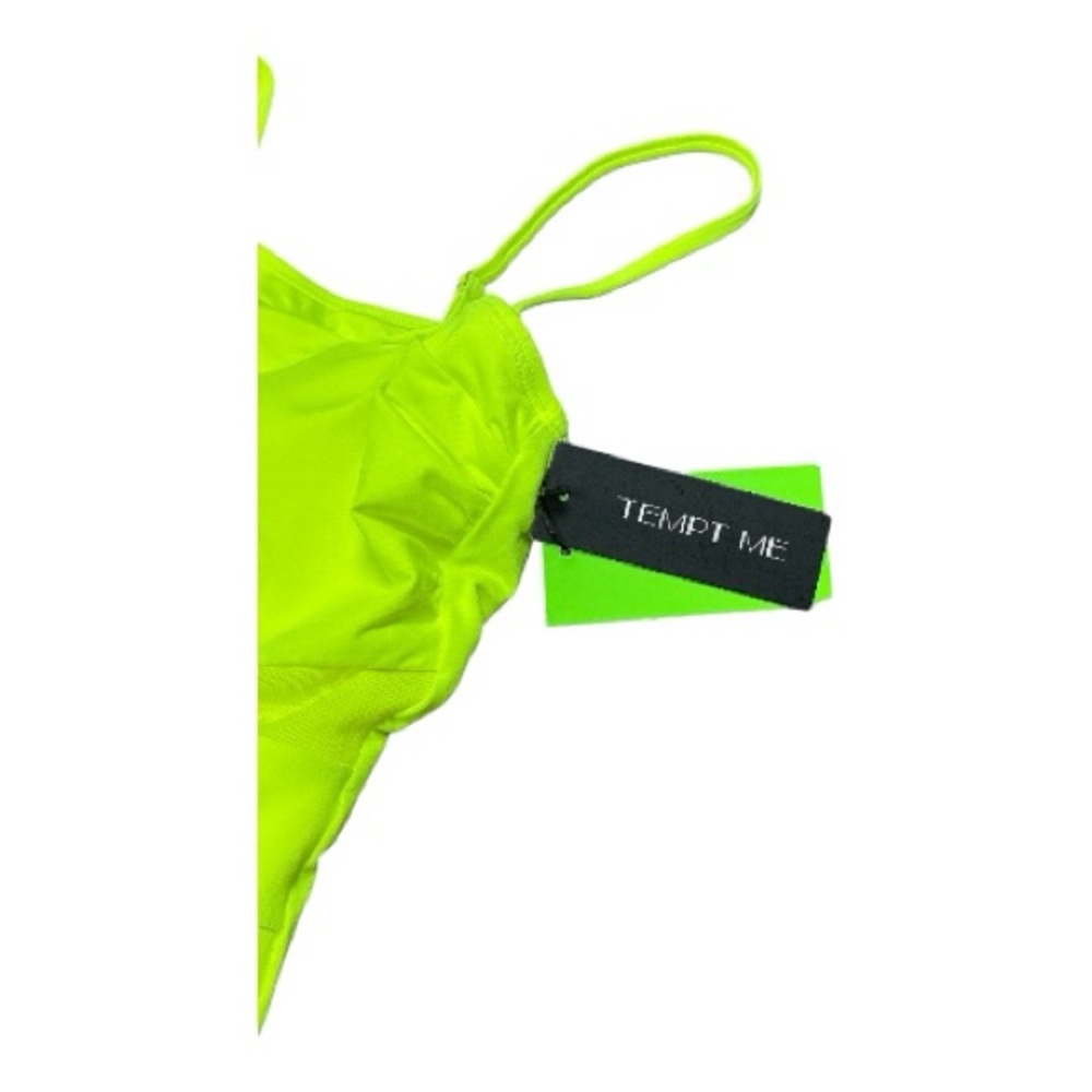 Tempt Me - NWT - Neon Yellow Green One-Shoulder Swimsuit - Picture 2 of 8